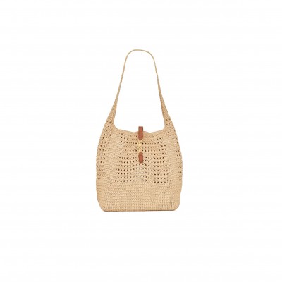 YSL LE 5 À 7 SUPPLE IN RAFFIA CROCHET AND SMOOTH LEATHER 690941GAAAR2080 (37*30*14cm)